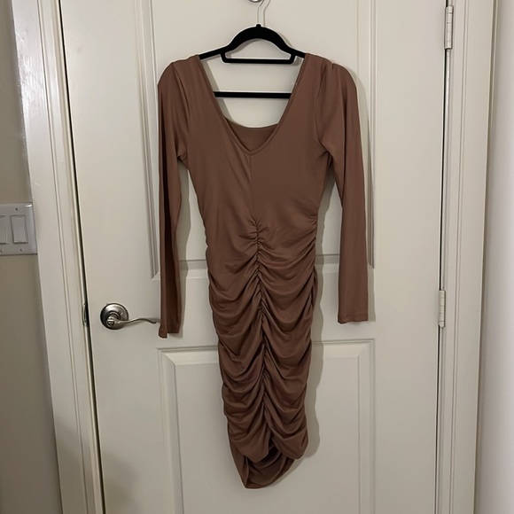 Ruched Brown Dress - Picture 2 of 2